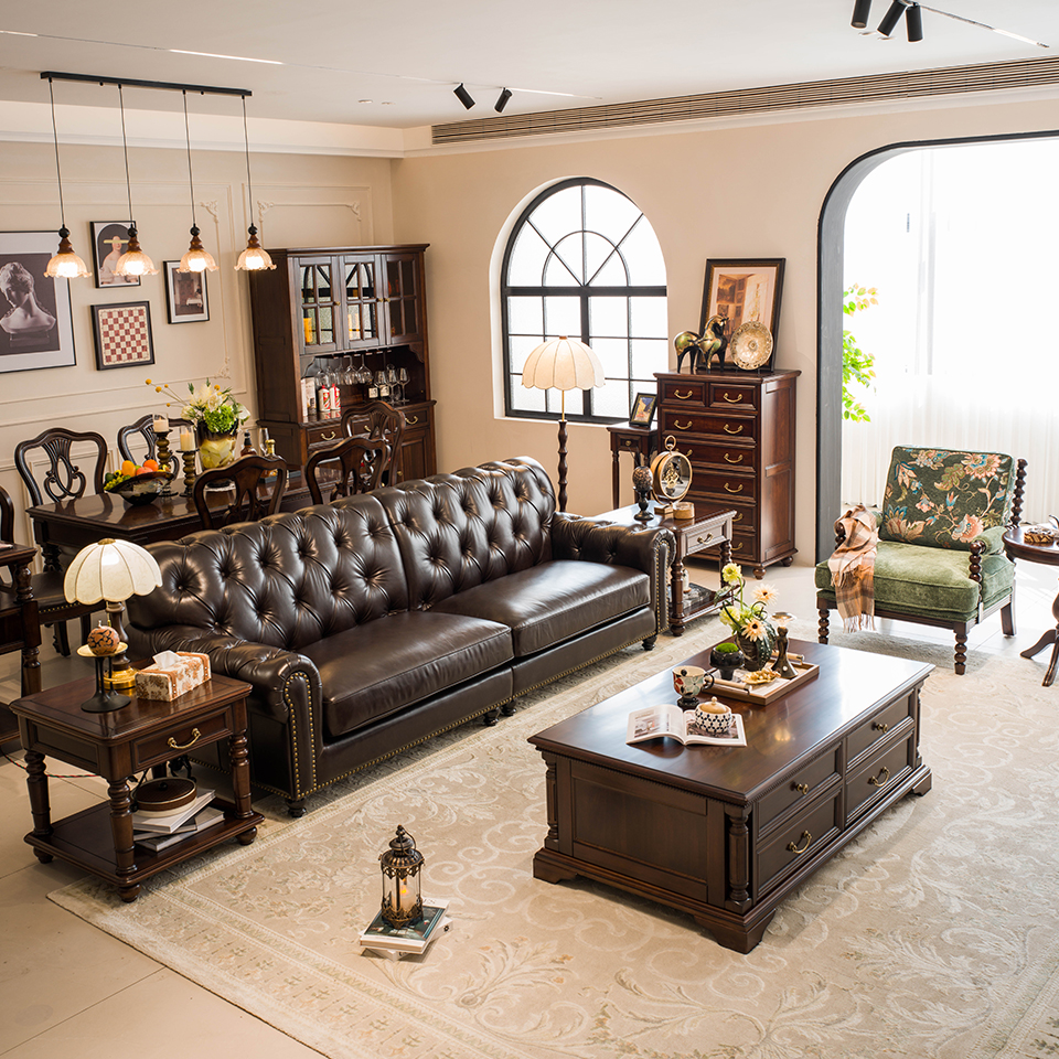 Enjina Home Chesterfield Leather Sofa