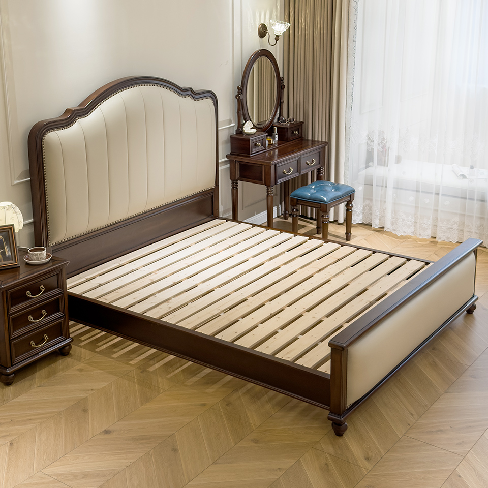 Enjina Home vertical-striped upholstered bed
